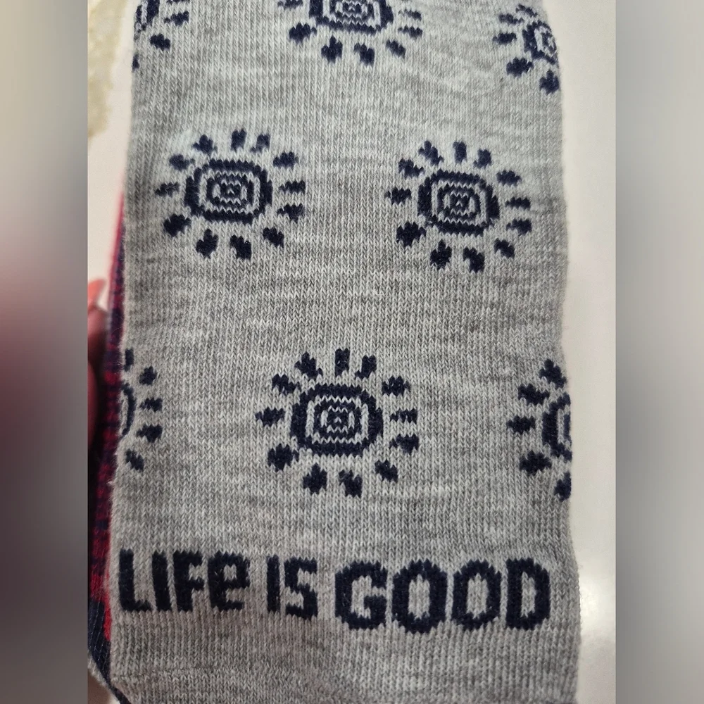 Life Is Good Men's Low Cut Socks - Gray, Blue, and Red
